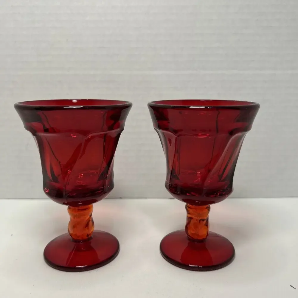 Vtg Fostoria Glass Jamestown Ruby Red Wine 4.5